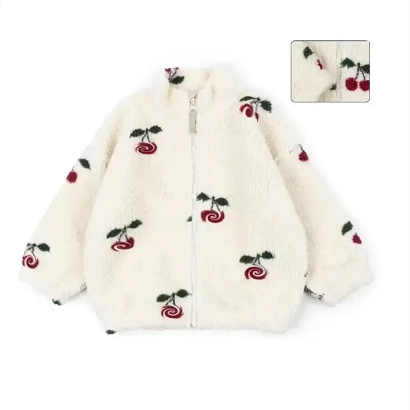 2025 KS Brand Winter Baby Boys Lambswool Jackets Cartoon Dinosaur Anchor Coats Kids Clothes Girls Cherry Jacket Beetle Outerwear