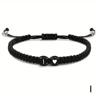 26 Letters Initial Heart Bracelets Handmade Adjustable A-Z Name Braided Bracelets For Women Men Friendship Jewelry Gifts