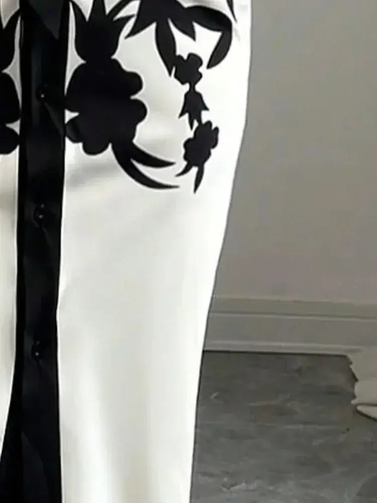 Office Ladies Office A-line Dress 2025 New Summer Half Sleeves Flower Print Printed Tied Waist V-Neck Women&