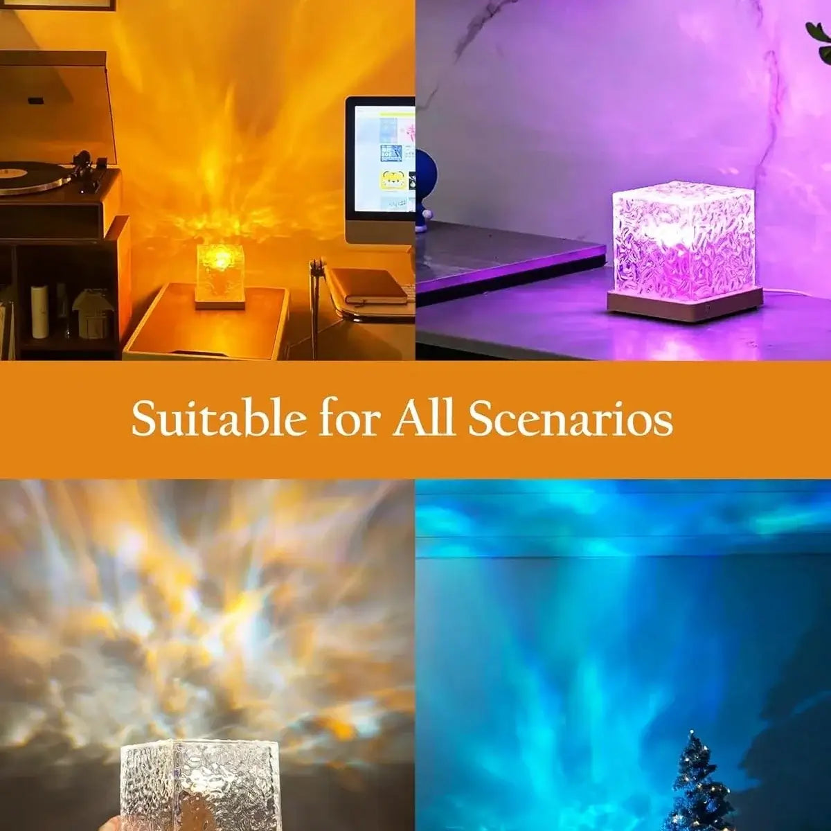 Rotating Water Ripple Projector Night Light – 16 Colors