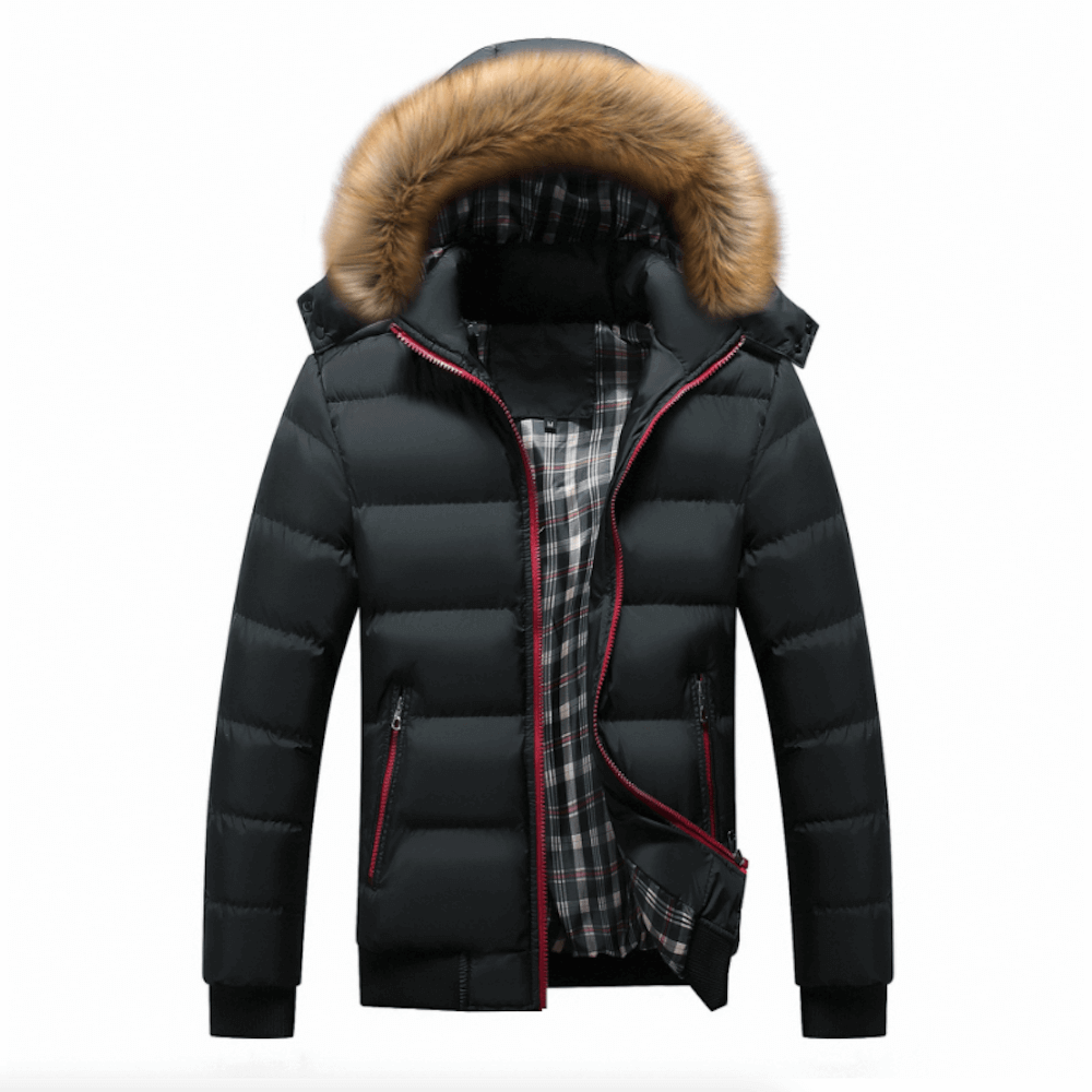 Mens Two Tone Puffer Jacket with Removable Hood.