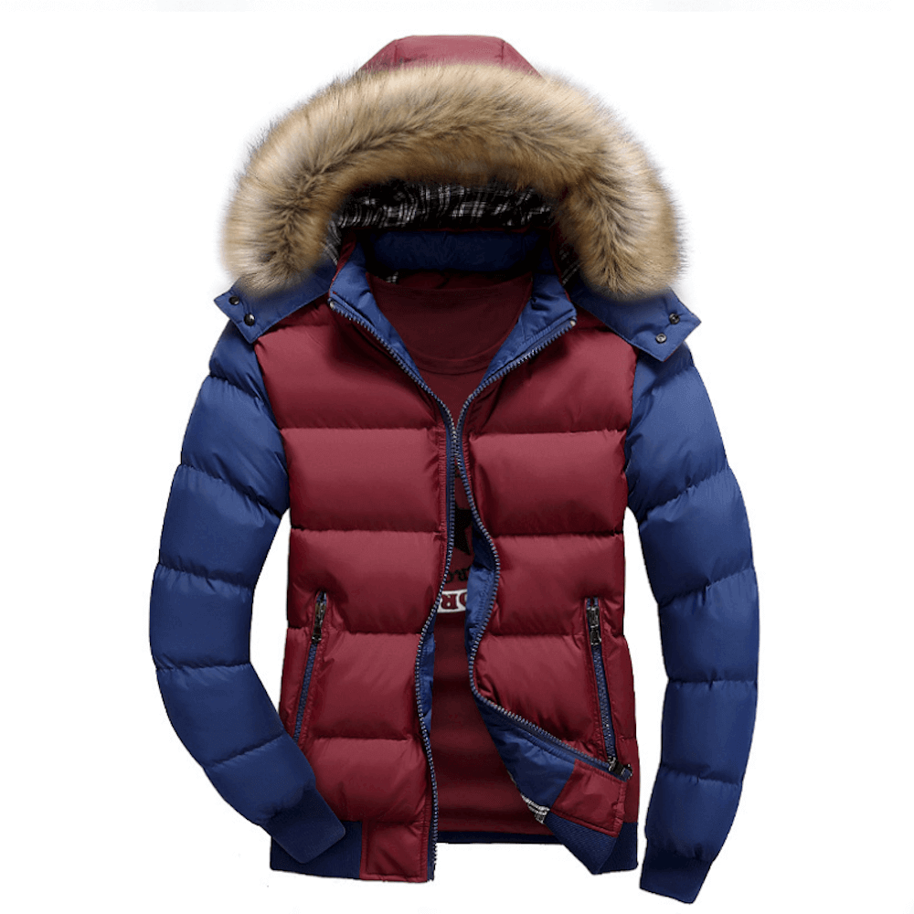 Mens Two Tone Puffer Jacket with Removable Hood.