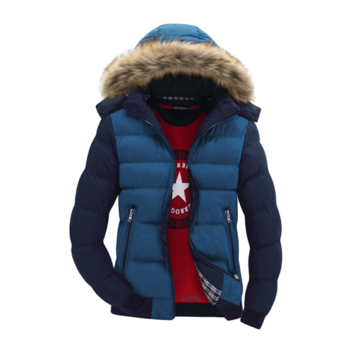 Mens Two Tone Puffer Jacket with Removable Hood.