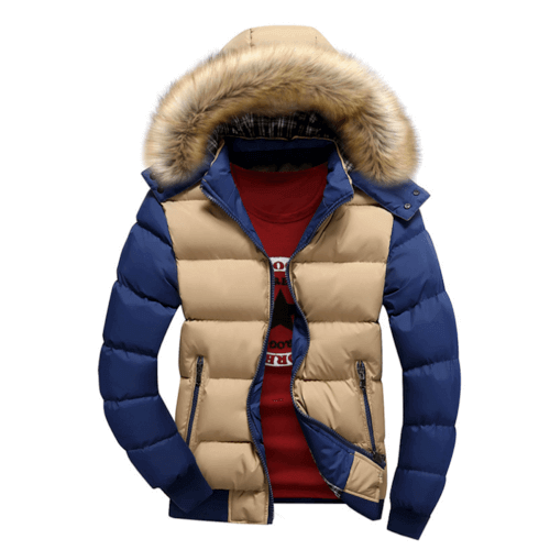 Mens Two Tone Puffer Jacket with Removable Hood.