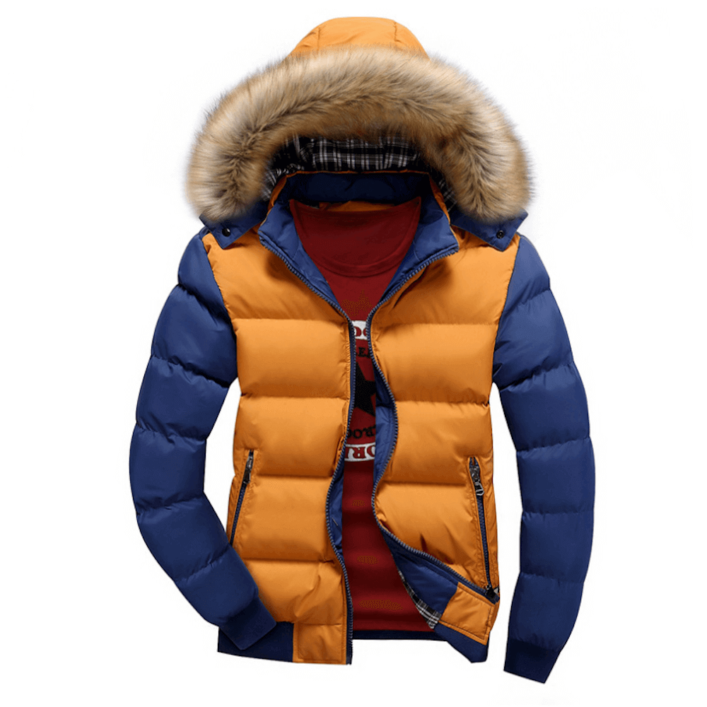 Mens Two Tone Puffer Jacket with Removable Hood.