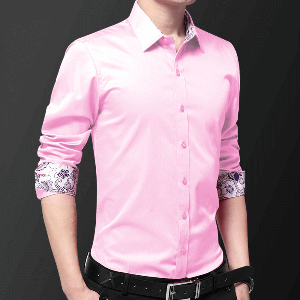 Mens Button Down Shirt with Oriental Inner Details.