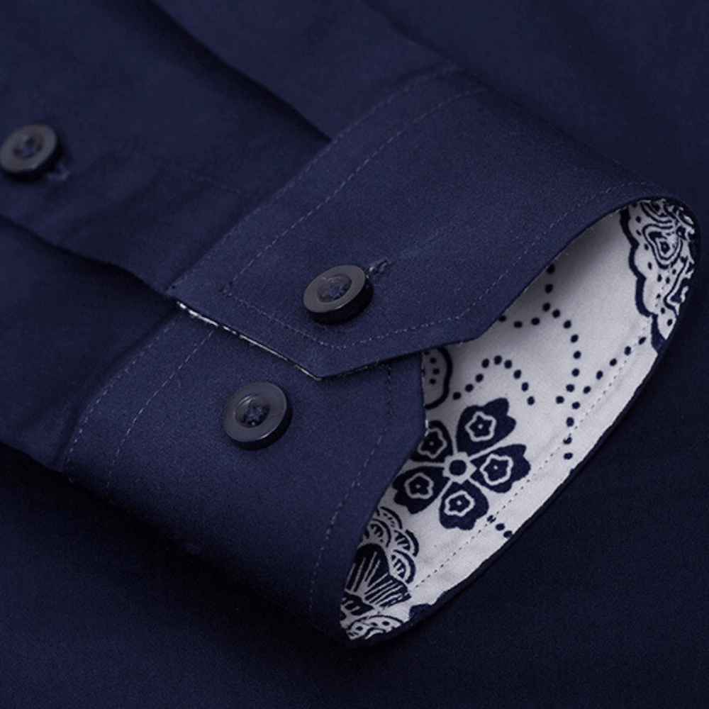 Mens Button Down Shirt with Oriental Inner Details.