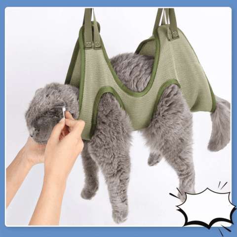 Cat Grooming Restraint Bag with Hammock.