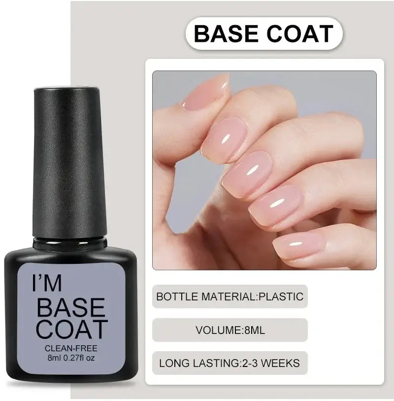 LNWPYH Gel Base &amp; Top Coat Set, 4 × 8 ml
