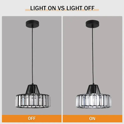 GreeLustr Modern Crystal Pendant Light, Black or Gold