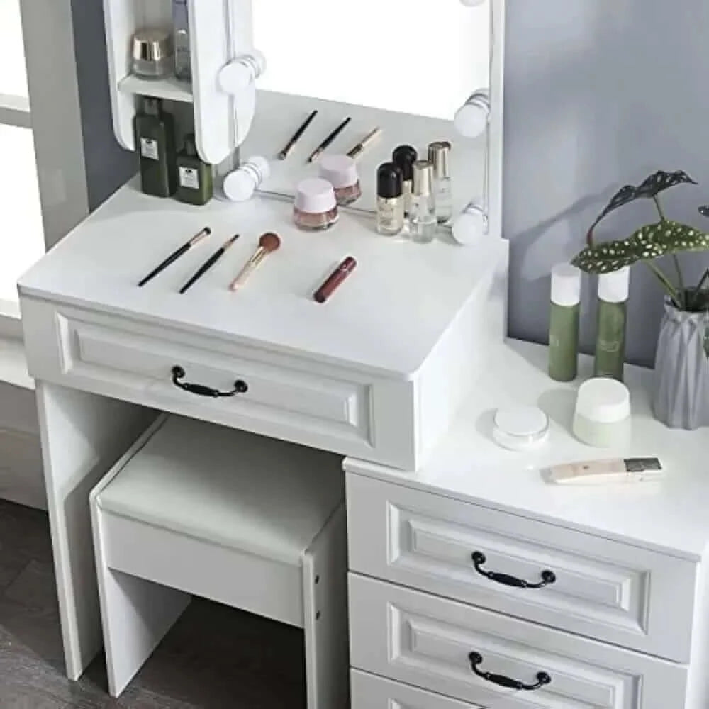 Vanity Set Dressing Table with Lighted Mirror, Vanity Desk with.