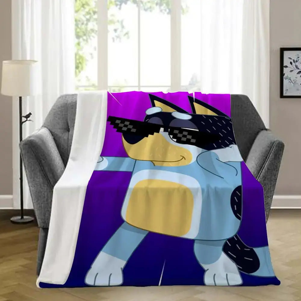 B-bluey-y Downy Throw Blanket Aesthetic Portable Home Travel Camping Sofa Picnic Thick Warm Flannel Blanket