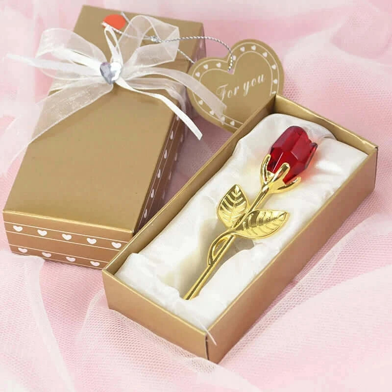 Valentines Day Gift I Love You Crystal Bear Artificial Rose Flowers Teacher Mothers Day Wedding Birthday Party Gifts for guests.