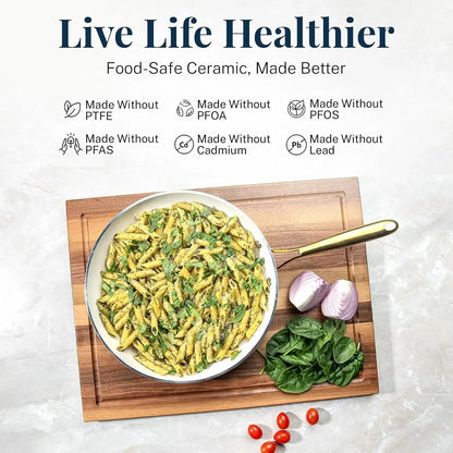 15 Pc Navy Ceramic Non-Stick Cookware Set