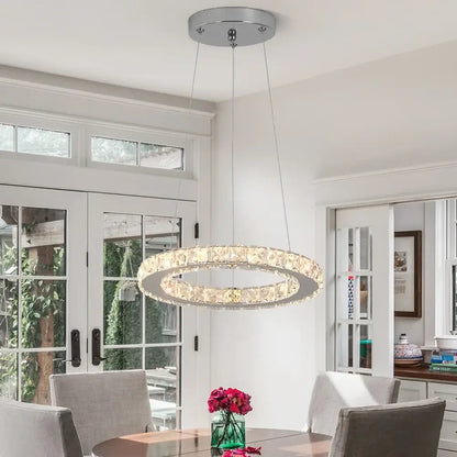 GreeLustr Crystal Ring LED Pendant Light, 1 or 3 Rings