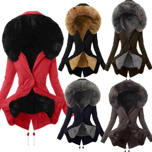 Fashion Women Fashion Parkas Winter Jackets Coats Faux Fur Hooded.