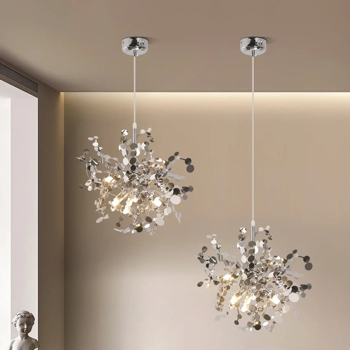 Modern Firework-Style Crystal LED Chandelier, Gold or Silver