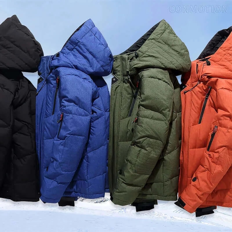 Down Jacket Men White Duck Winter Coat Windproof Warm Parkas Travel.