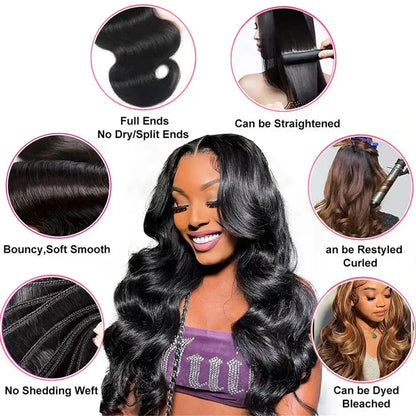 Body Wave Bundles Human Hair Brazilian Hair Weave Bundles 100% Natural Black Human Hair Extensions 3 PCS Bundles