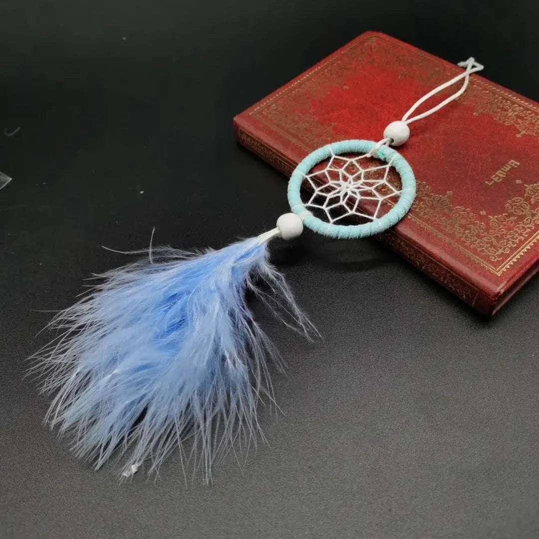 Mini Dream Catcher Car Bag Mobile Phone Pendant Wind Chimes Feather Home Decor Wall Hanging Adornment Handmade Dreamcatcher Gift