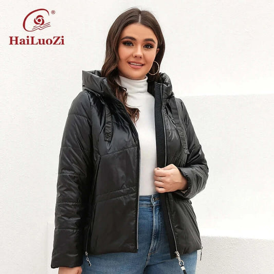 HaiLuoZi Spring Autumn Women's Jacket Casual Fashion Side Zipper Plus.