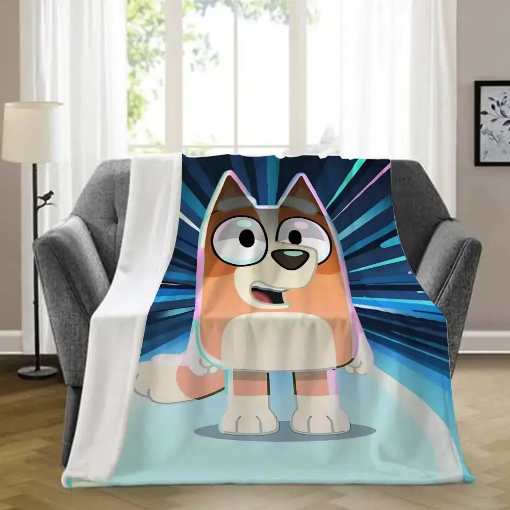 B-bluey-y Downy Throw Blanket Aesthetic Portable Home Travel Camping Sofa Picnic Thick Warm Flannel Blanket