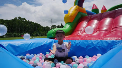 PVC inflatable Obstacle Course Pool for Children Jungle Gym Water Play Equipment With 1100W Air Blower