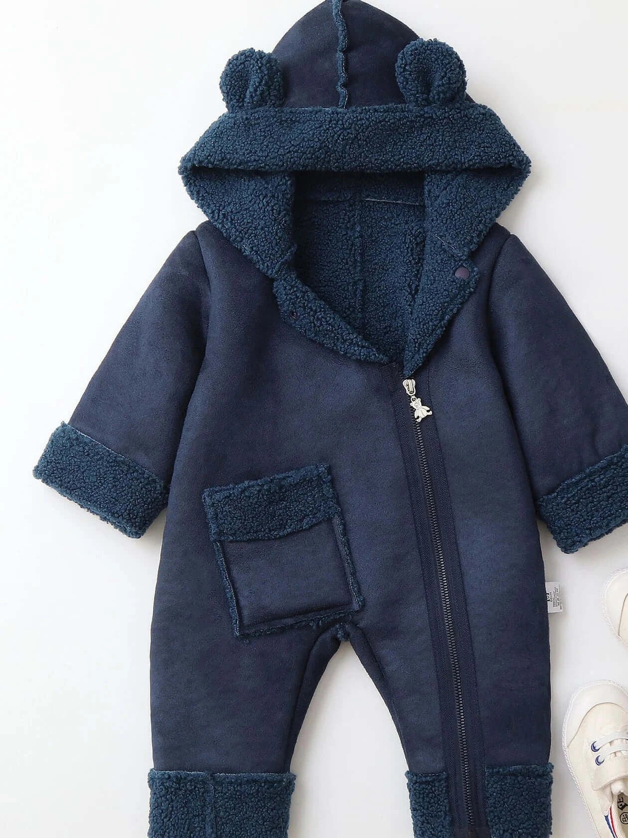 winter baby fur hoodie romper