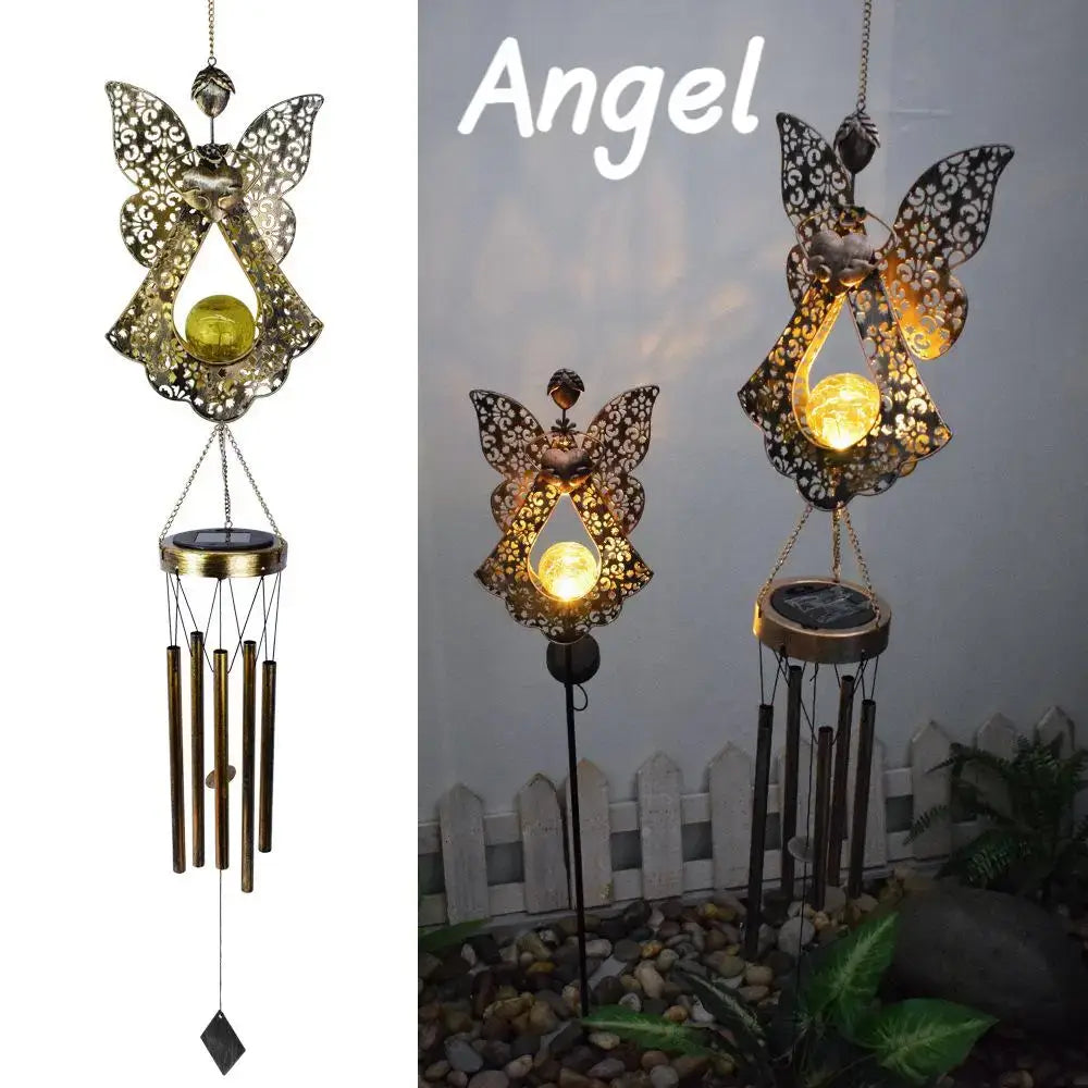 Glowing Crackle Glass Solar Wind Chimes Waterproof LED Outdoor Wind Bells Unique Garden Decorative Gifts