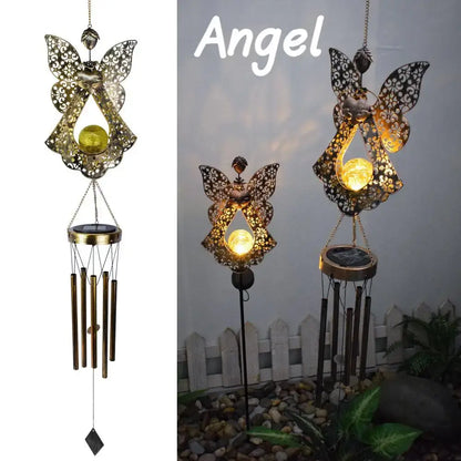Glowing Crackle Glass Solar Wind Chimes Waterproof LED Outdoor Wind Bells Unique Garden Decorative Gifts