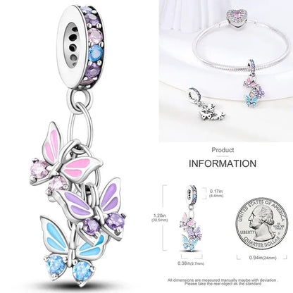Hot Dream Catcher Feather 925 Sterling Silver Purple Colorful Moon Dreamy Blue Charm Original Fits Women DIY Jewelry Girl Charms