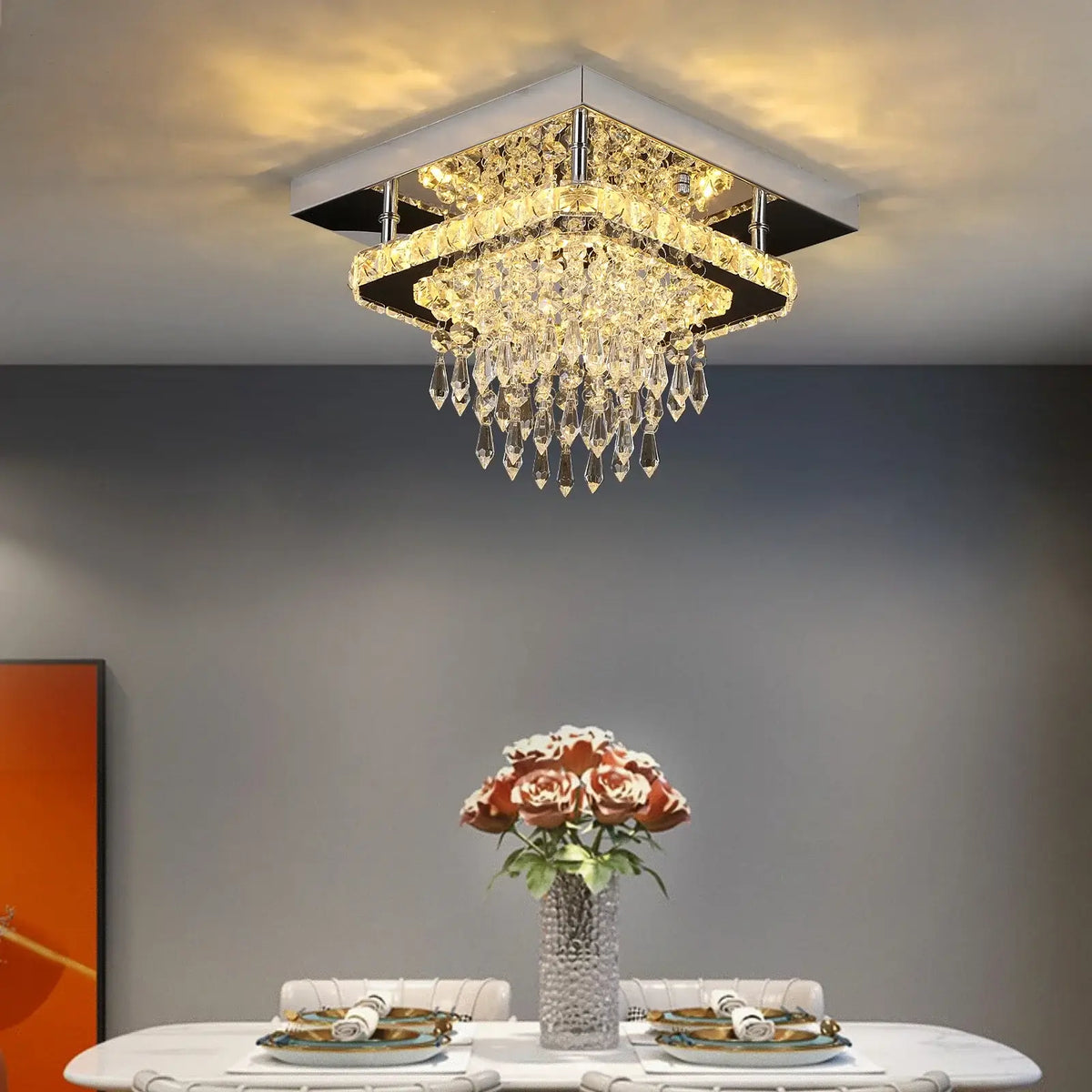 GreeLustr Round Crystal LED Ceiling Light, 30 cm
