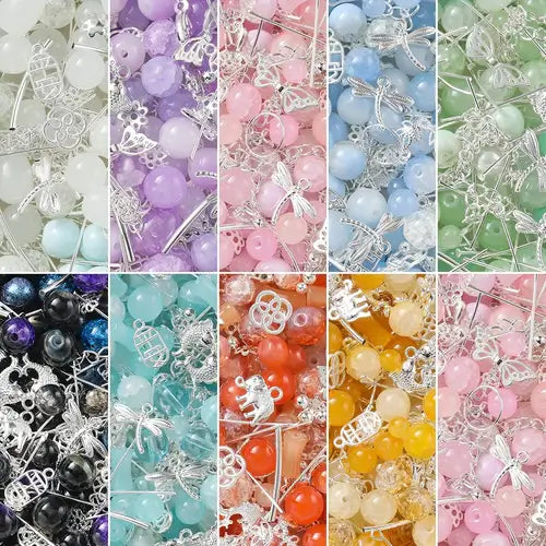 30-50G/Lot Mixed Glass Beads Metal Pendants Spacer Bead Jewelry