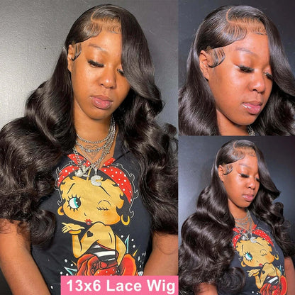 Neddie 250 Density 13x6 HD Transparent Body Wave Lace Frontal Human Hair Wigs For Women Brazilian 13x4 Lace Front Wig 30 40 Inch