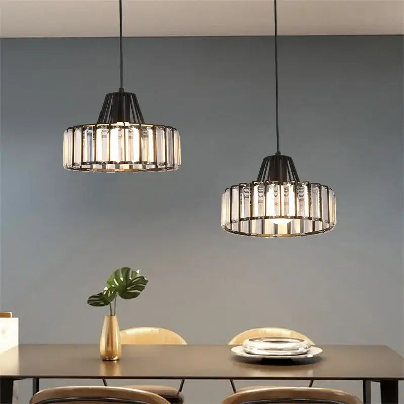 GreeLustr Modern Crystal Pendant Light, Black or Gold