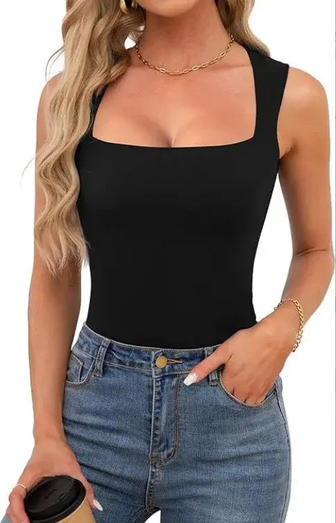 Slim Fit Square Collar Sleeveless Vest for Women Stylish Trendy Base Layer Top Fashionable Casual Wear Versatile Comfortable