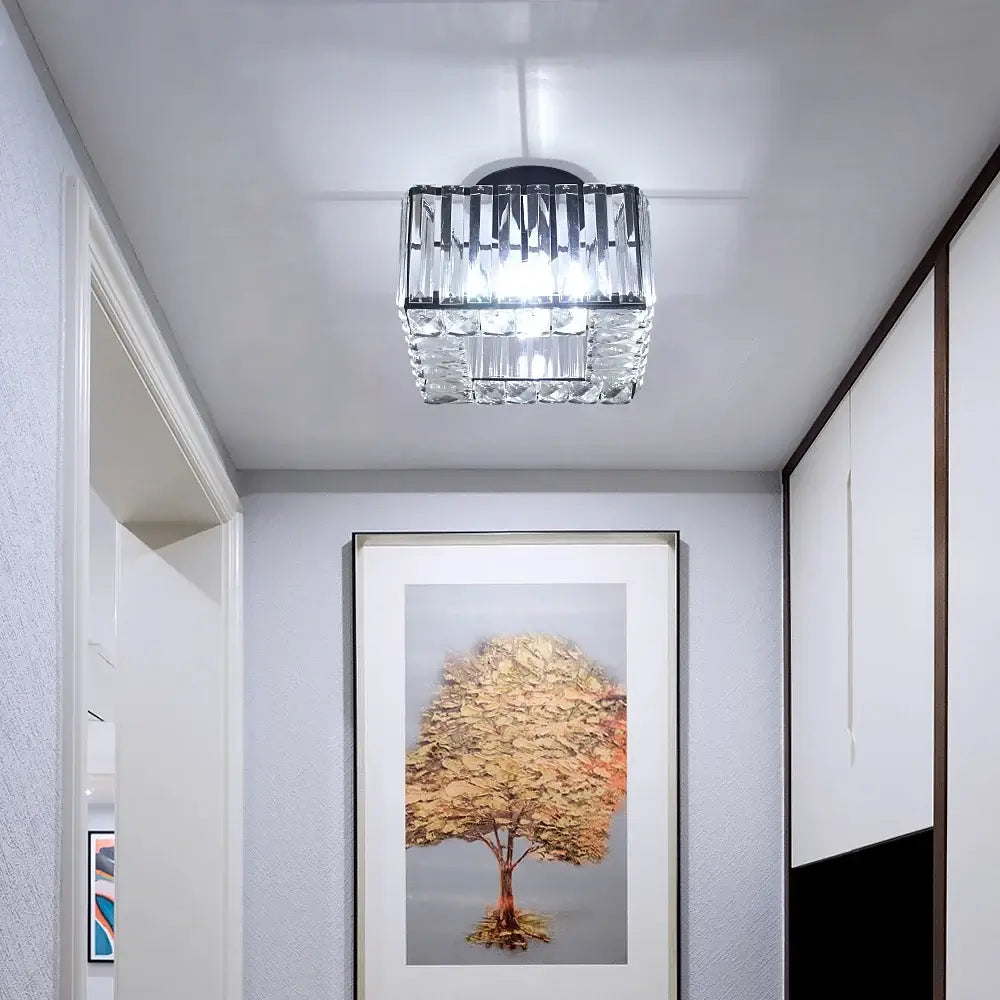 Modern Crystal Ceiling or Pendant Light, Black or Gold