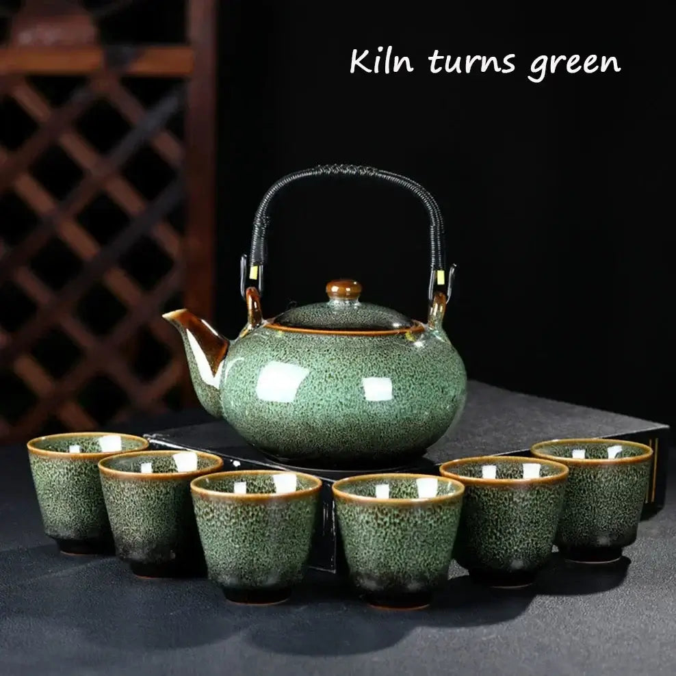 ceramic tea set with handle