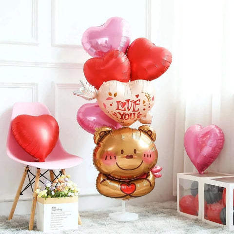 Happy Valentine’s Day Love Red Heart Bear Foil Balloons Wedding Anniversary Party Supplies Birthday Gift Home Outdoor Decoration.