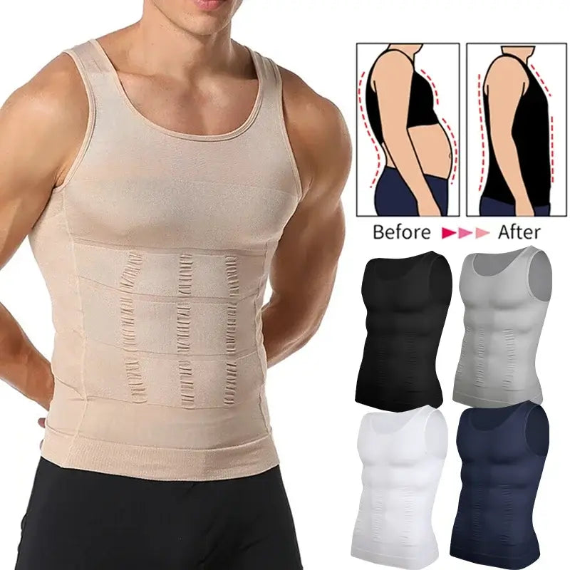 Men Compression Vest Sleeveless Shapewear Slimming Body Shaper Shirt Gym Workout Corset Tummy Control Tank Top Abs Abdomen