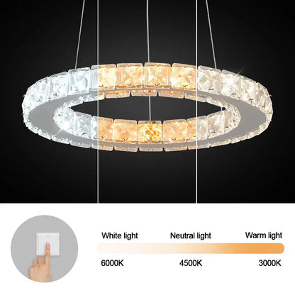 GreeLustr Crystal Ring LED Pendant Light, 1 or 3 Rings