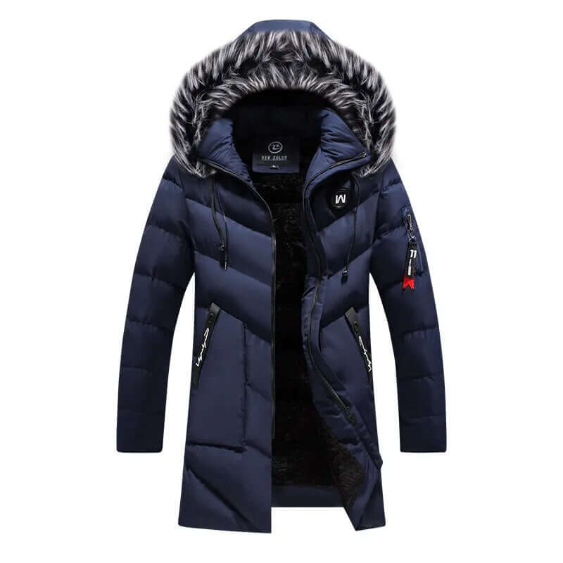 Men's Thick Fleece Winter Jacket Fashion Fur Hooded Warm Cooton Parka