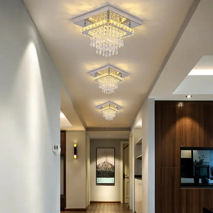 Square Crystal Raindrop LED Ceiling Chandelier
