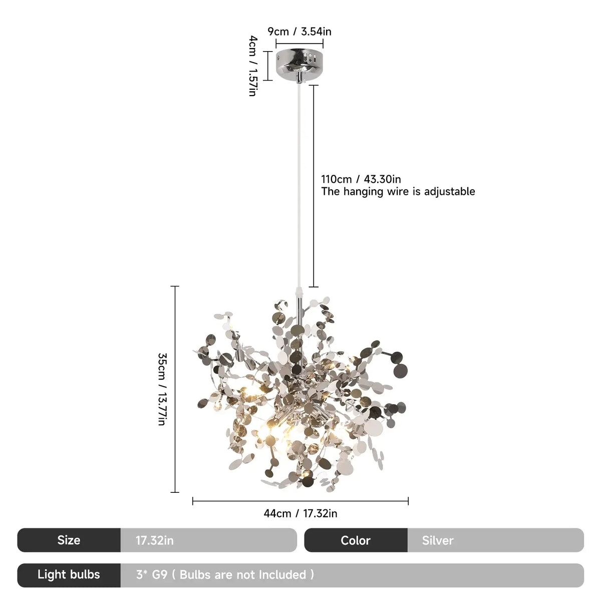 Modern Firework-Style Crystal LED Chandelier, Gold or Silver