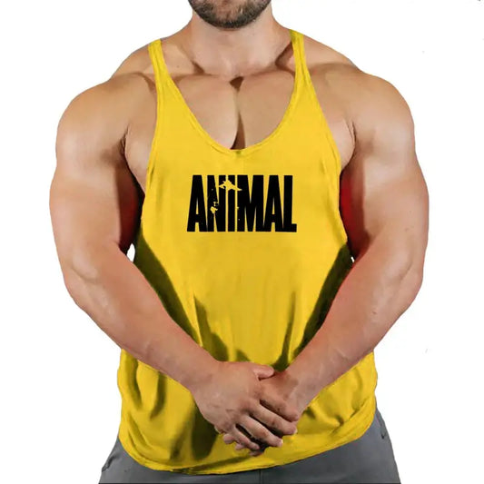 Summer Animal Gym Stringer Tank Top Men Cotton Clothing Bodybuilding.