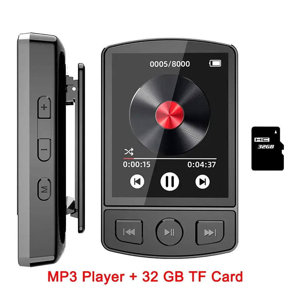 Portable MP3 Player Sport Clip Walkman HiFi Sound Bluetooth-Compatible 5.0 Student Walkman 1.8 Inch Screen with FM Radio E-Book