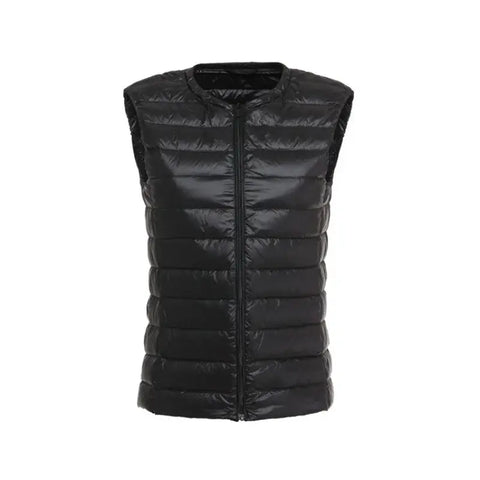 Women Autumn Winter Ultralight Thin Packable Down Sleeveless Jacket.