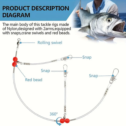 18-Piece Saltwater Fishing Leader Rigs with Swivels and Snaps