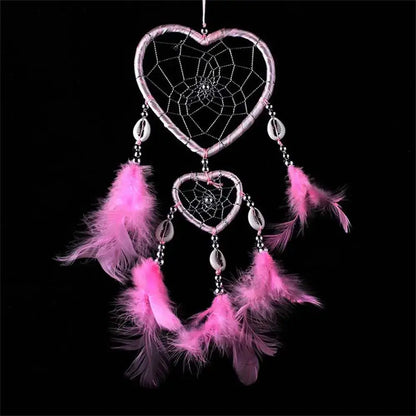 New Indian Ann Style Love Heart Feather Dream Catcher Wind Chimes Car Interior Wall Dream Catcher Ornaments Ins Dream Catcher