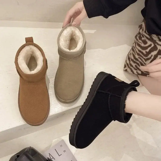 New Snow Boot Style Short Mini Winter Sheepskin Boots Women Waterproof